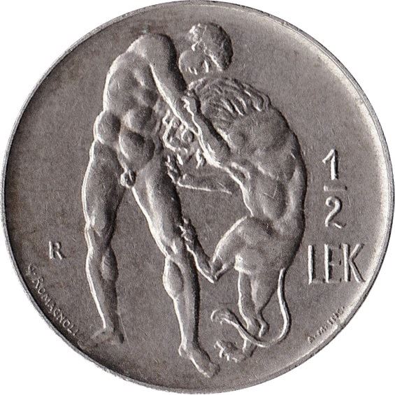 Albanian 1/2 Lek Coin | Eagle | Hercules | Nemean Lion | KM4 | 1926