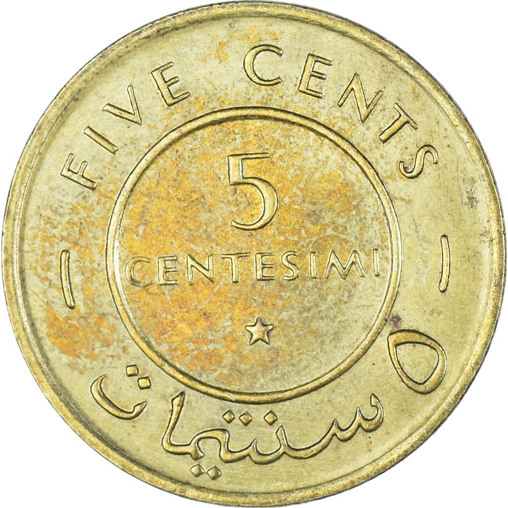 Somalia | 5 Centesimi Coin | Leopards | Shield | Star | Km:6 | 1967