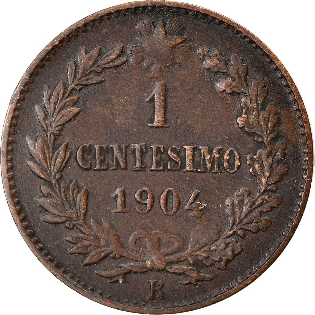 Italy 1 Centesimo Coin Vittorio Emanuele III | Branch | Oak Laurel | Star | KM35 | 1902 - 1908