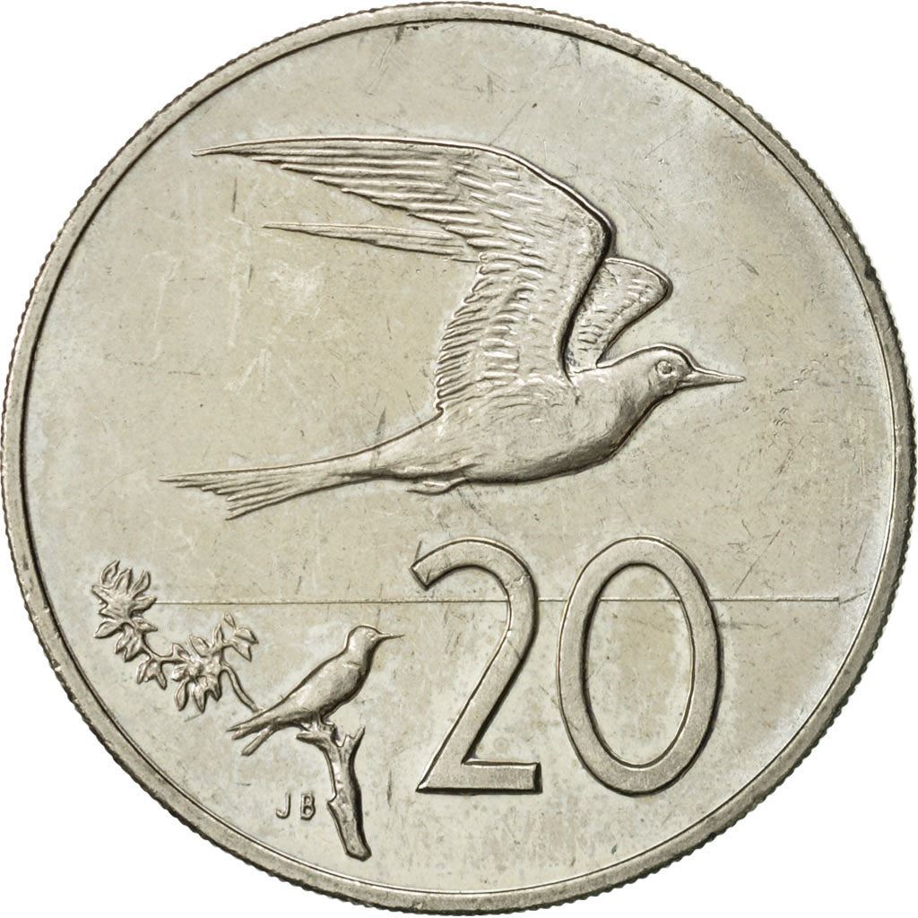 Cook Islands | 20 Cents Coin | Elizabeth II | Fairy Tern Bird | Km:35 | 1987 - 1994