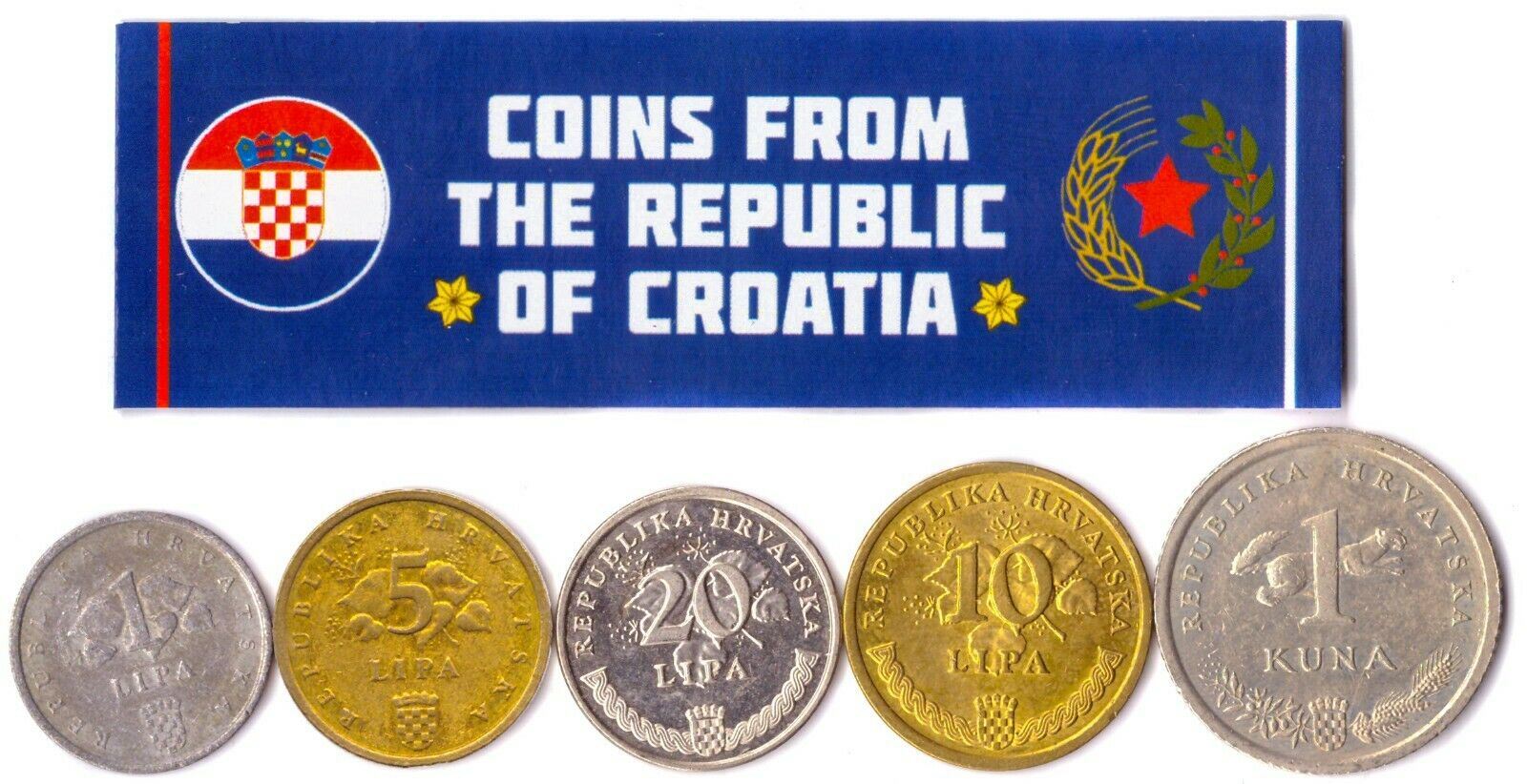 5 Mixed Coins From Croatia | 5 Lipa - 1 Kuna | 1993 - 2022