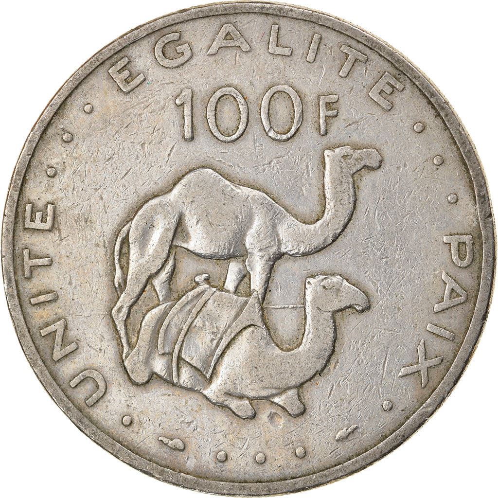 Djibouti | 100 Francs Coin | Knife | Spear | Shield | Dromedary Camels | Km:26 | 1977 - 2017