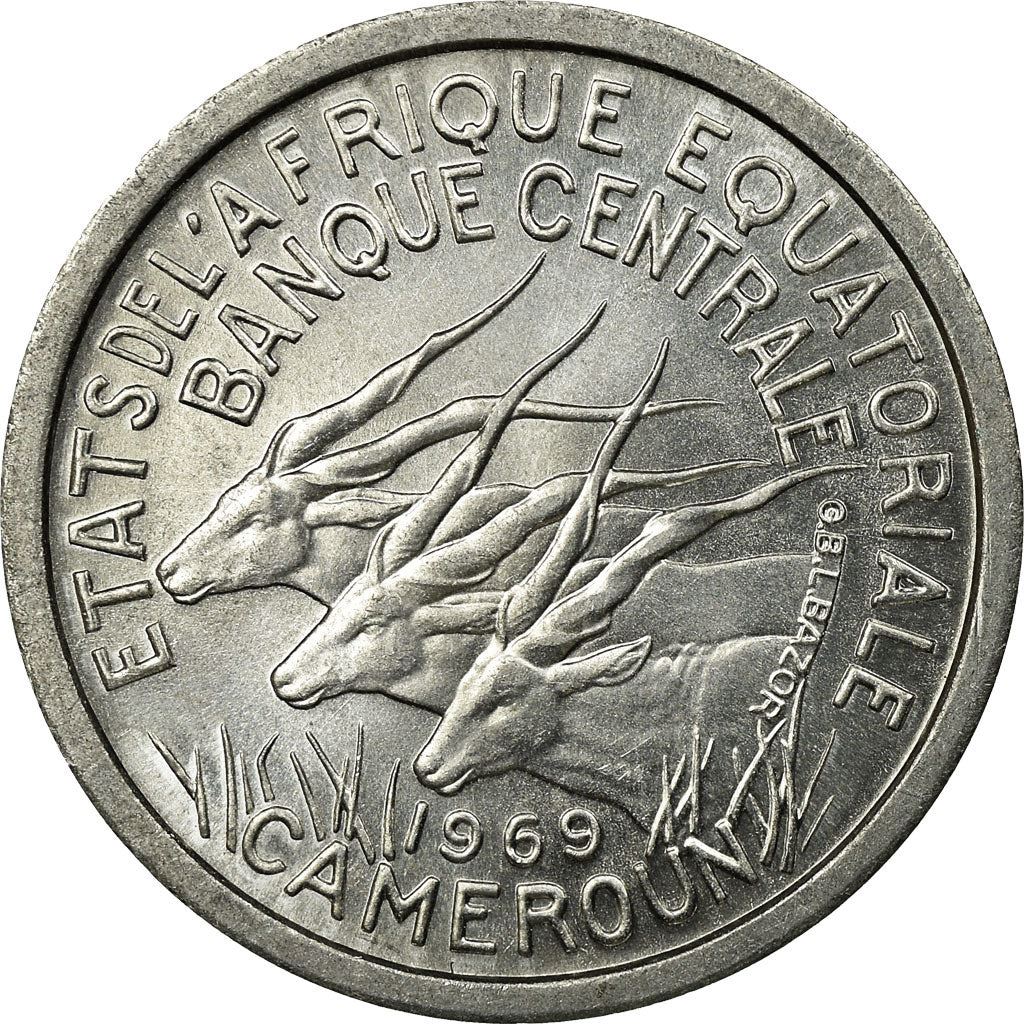 Central African States | 1 Franc Cfa Coin | Antelope | Crops | Km:6 | 1969 - 1971
