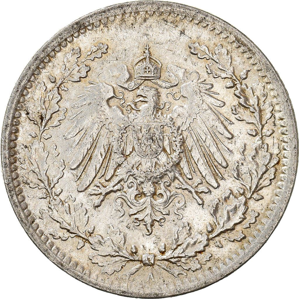German Empire 1/2 Mark Coin | Deutsches Reich | Wilhelm II | Type 2 | KM17 | 1905 - 1919