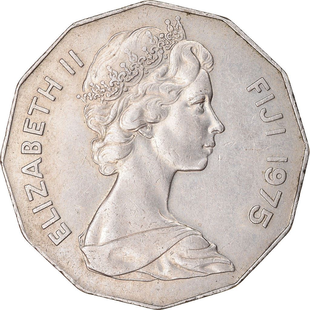 Fiji | 50 Cents Mynt | Elizabeth II | Polynesisk Båt | KM36 | 1975 - 1984