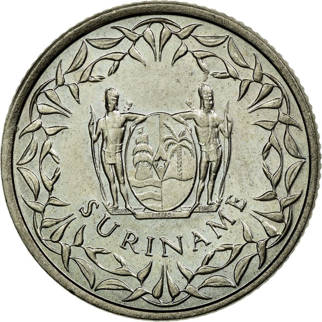 Suriname | 25 Cents Coin | Natives | Wreath | Km:14 | 1962 - 1986