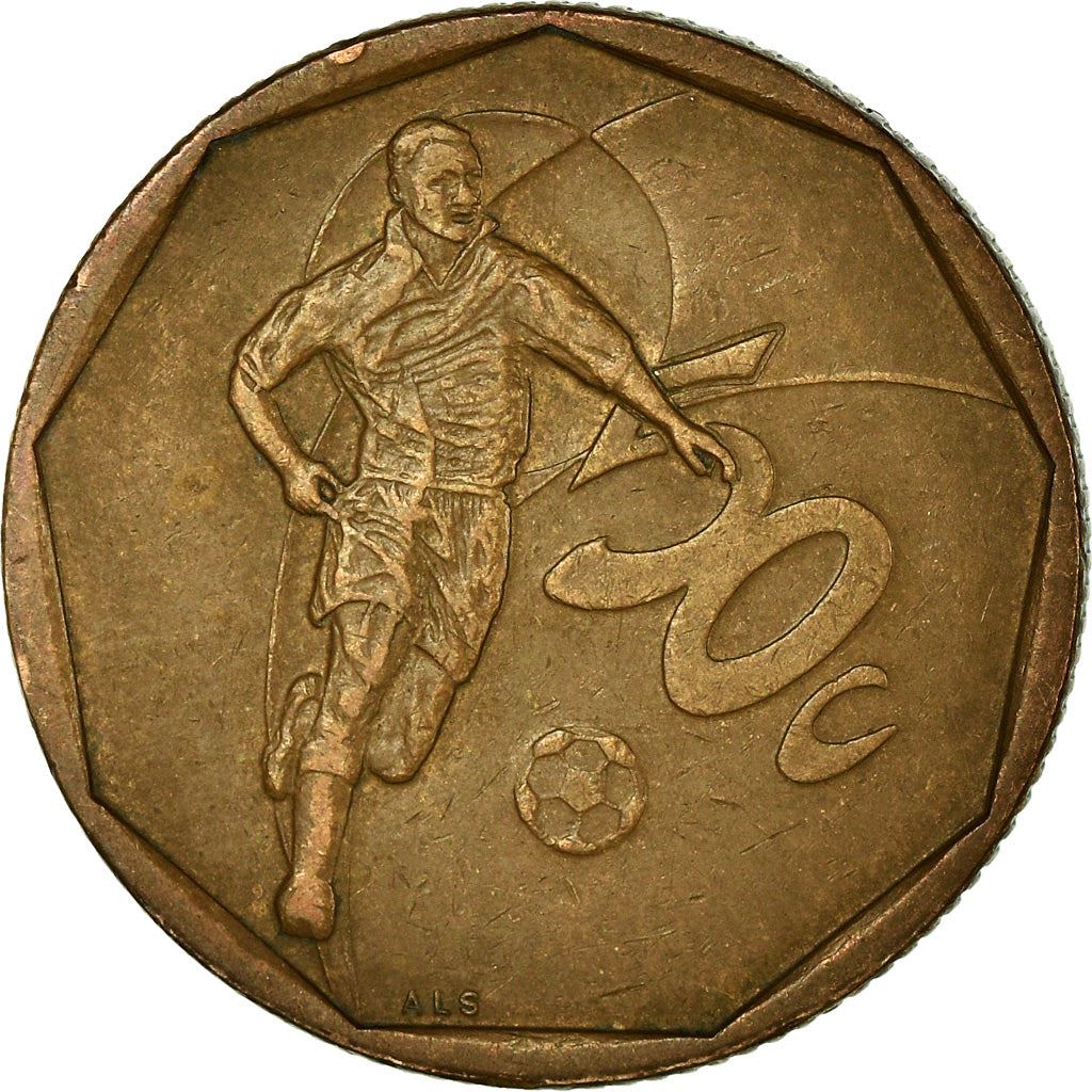 South Africa 50 Cents Coin | Football; Tswana Legend - Aforika Borwa | KM287 | 2002