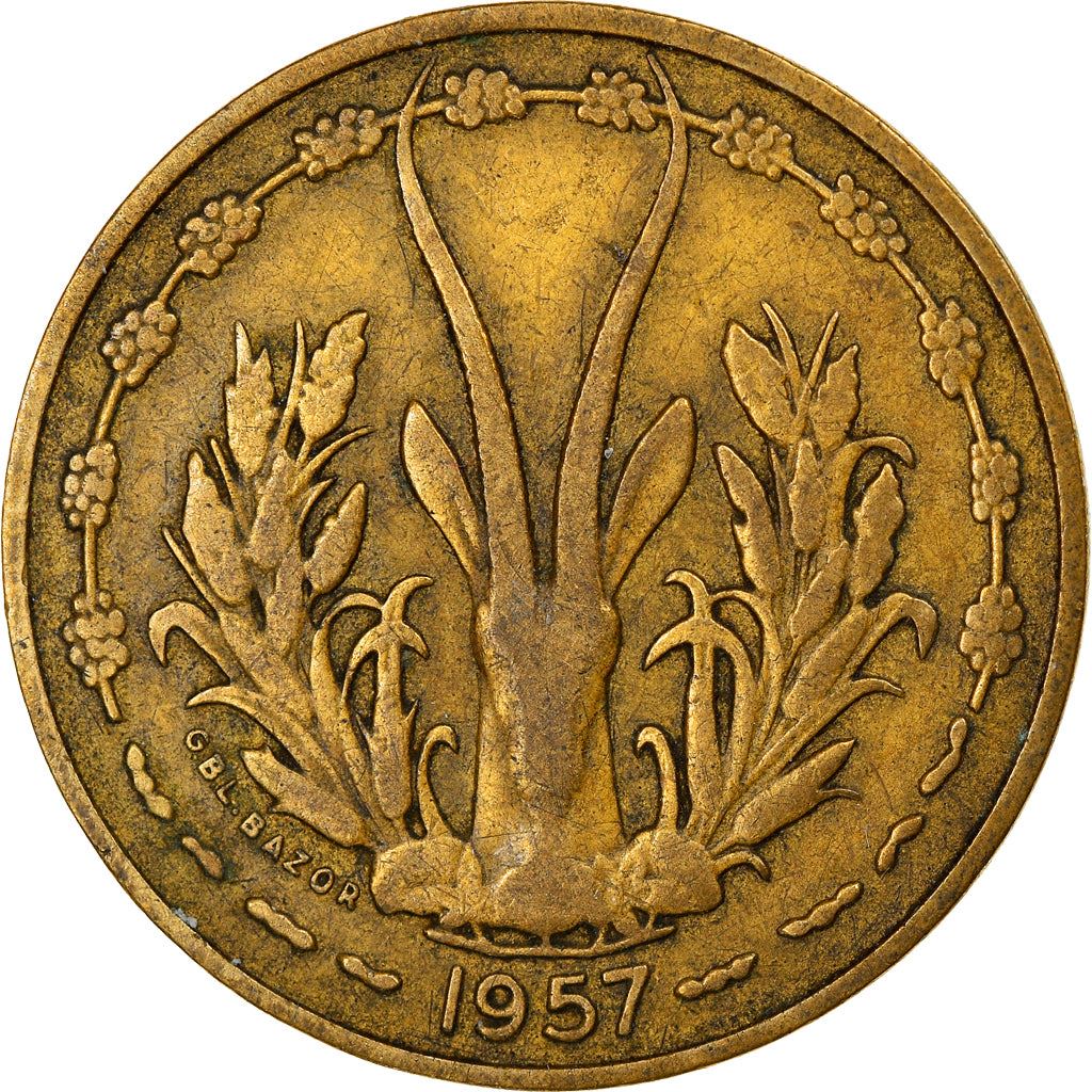 French West Africa | 10 Francs Togo Coin | Sawfish | Gazelle | Maize | Km:8 | 1957