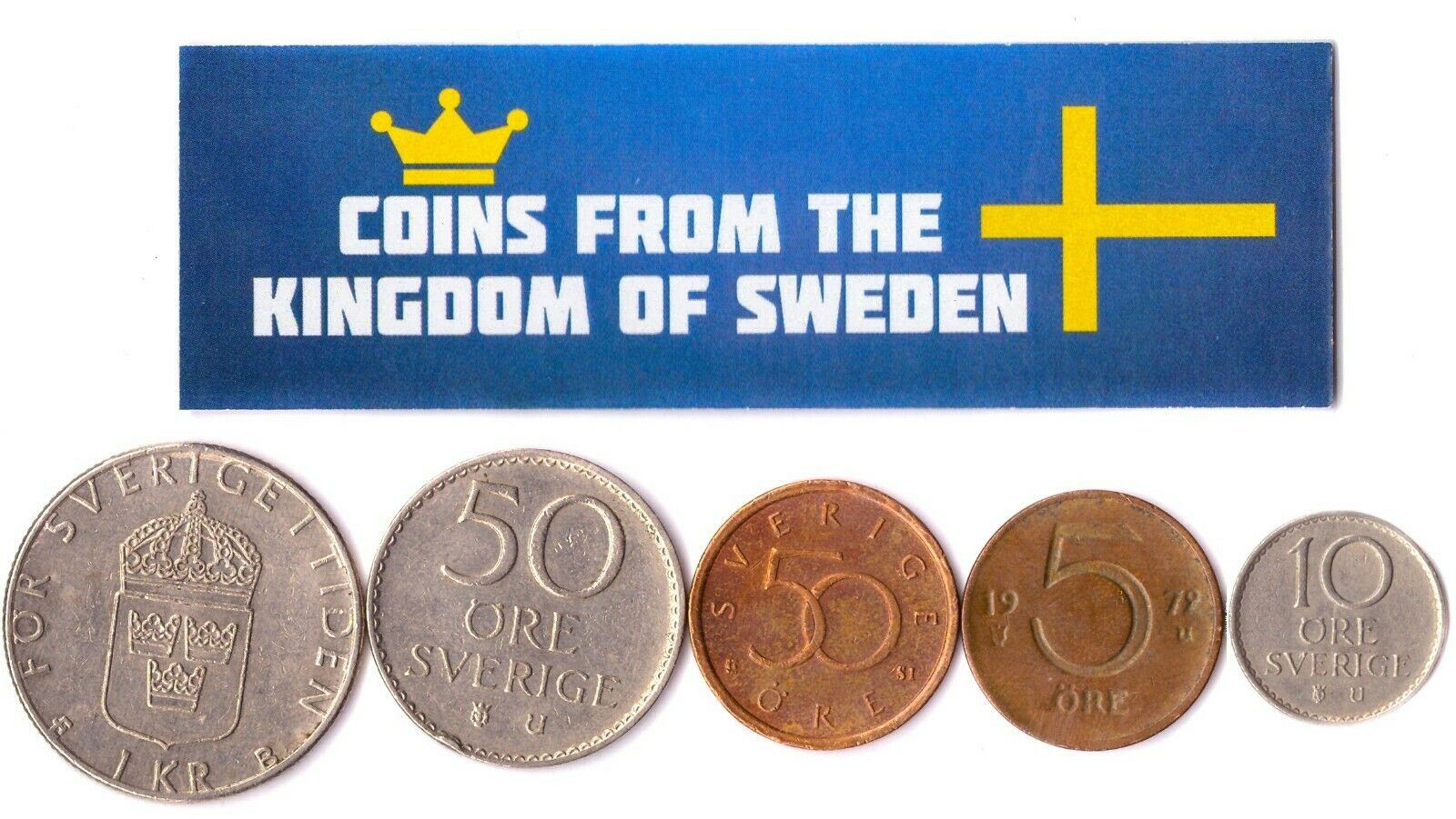 5 Mixed Coins From Sweden | Ore - Krona | 1950 - 2020