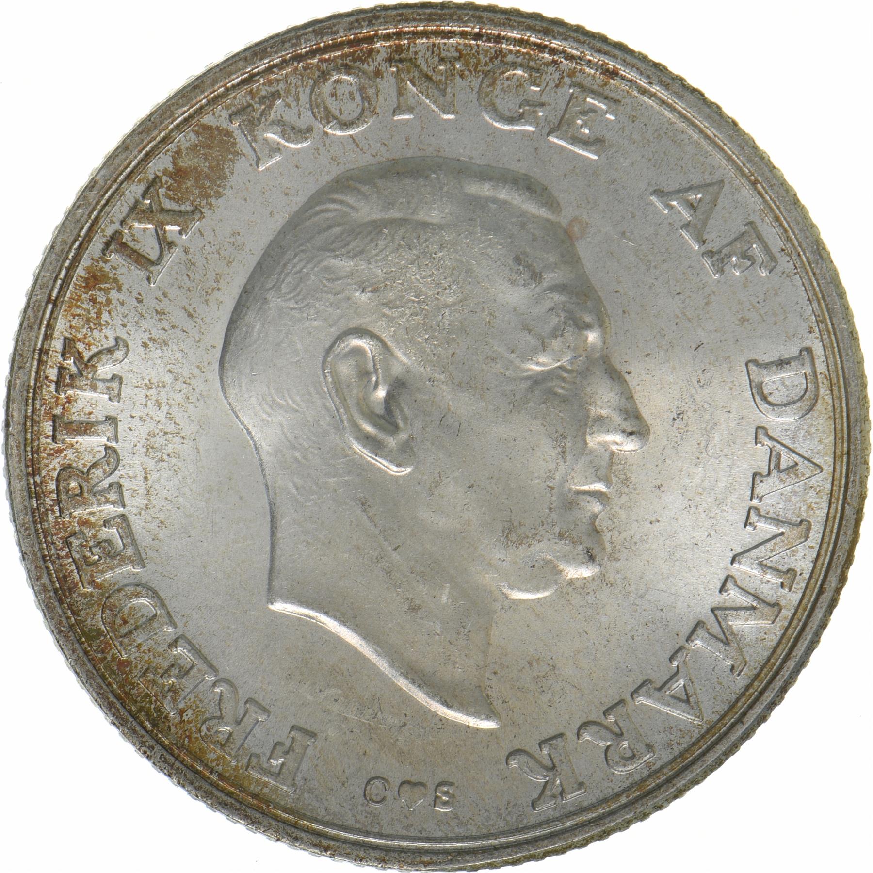 Denmark | 2 Kroner Coin | Silver | Princess Margrethe's 18th Birthday | KM:845 | 1958