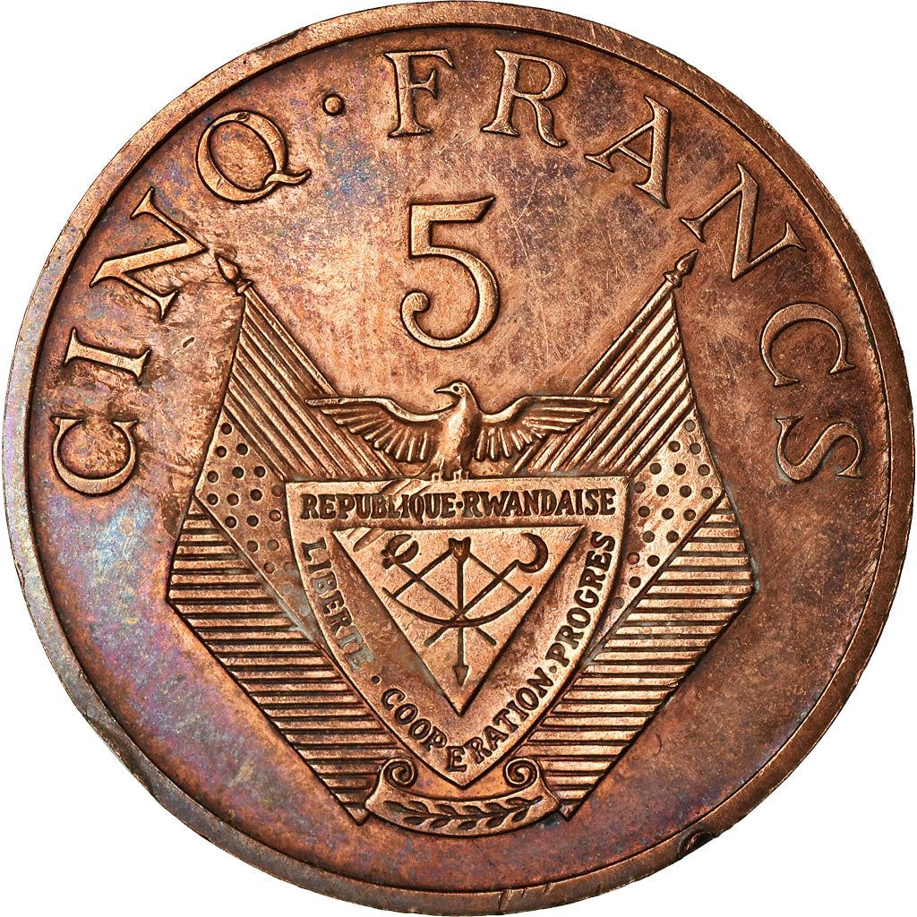 Rwanda | 5 Francs Coin | Coffee Plant | Km:13 | 1974 - 1987