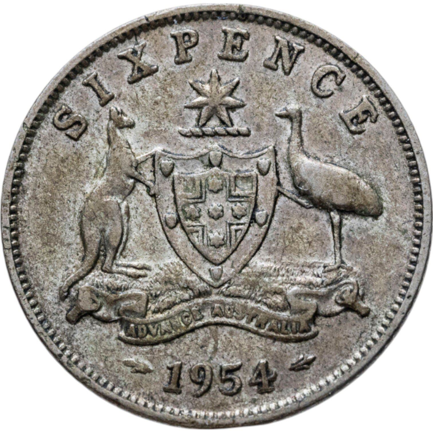 Australia | 6 Pence Coin | Elizabeth II | KM:52 | 1953 - 1954