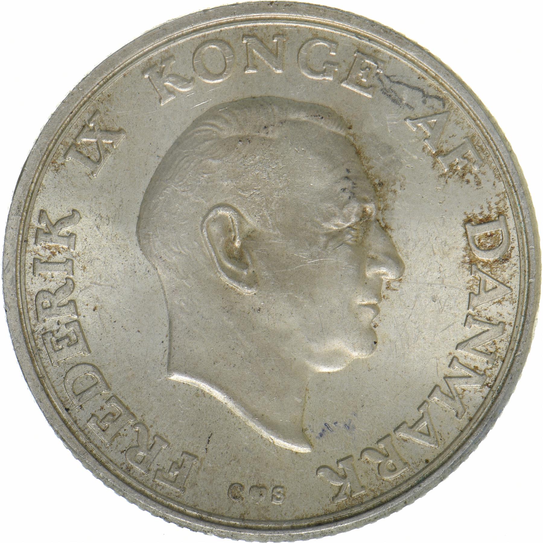Denmark | 2 Kroner Coin | Silver | Princess Margrethe's 18th Birthday | KM:845 | 1958