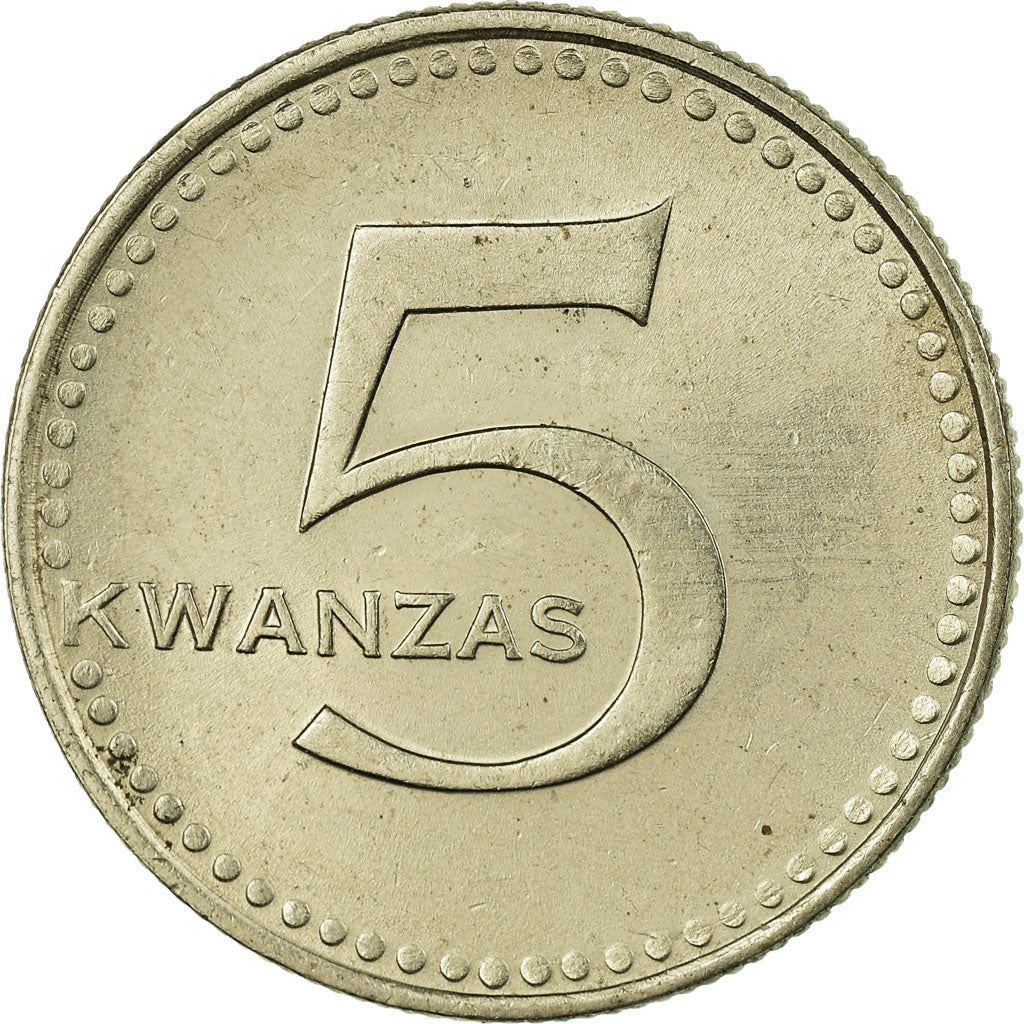 Angola | 5 Kwanzas Coin | Gear | Wreath | Km:85 | 1977