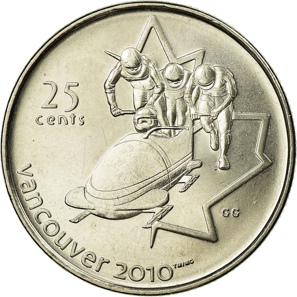 Canada | 25 Cents Coin | Nickel plated steel | Bobsleigh | KM:841 | 2008