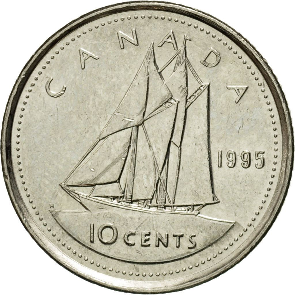 Canada | 10 Cents Coin | Nickel | 3rd portrait | KM:183 | 1990-2000
