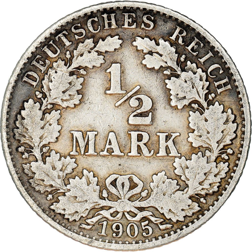 German Empire 1/2 Mark Coin | Deutsches Reich | Wilhelm II | Type 2 | KM17 | 1905 - 1919