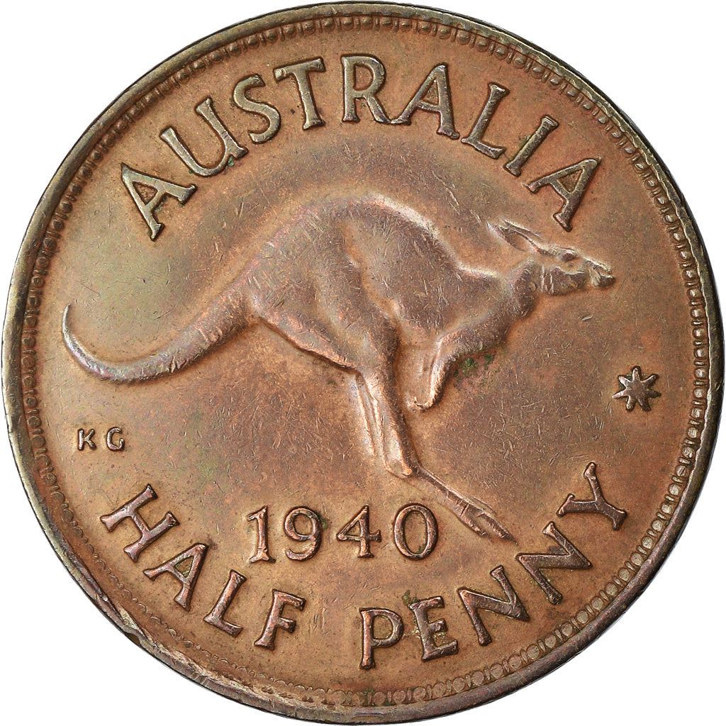 Australia | 1/2 Penny Coin | Kangaroo | Km:41 | 1939 - 1948