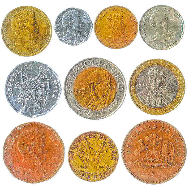 Coins Chile Mixed Collectible Currency Centesimos Escudos Centavos Pesos Chilean Money 1954 - 2021